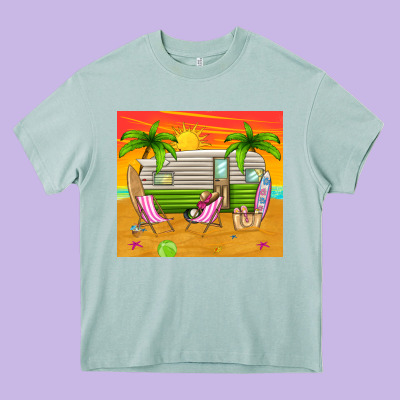 Summer Caravan Heavy Core Tee Designed By Tumblerdesignbyshophia