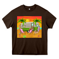Chocolate Brown summer caravan Heavy Core Tee - TumblerDesignByShophia