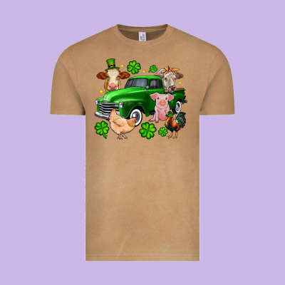 St. Patrick's Farm Animal Truck Vintage Tee Designed By Oliviacreatesart