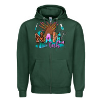Sports Green nail tech Zipper Hoodie - AdoDesignShop