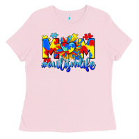 Bubblegum Pink Mom Autism life Ladies Tee - CowGirlArtShop