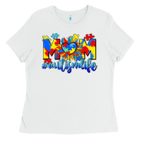 White Mom Autism life Ladies Tee - CowGirlArtShop