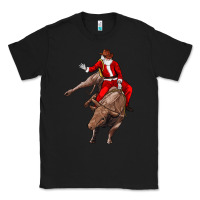 Black santa riding a bull Classic Tee - CowGirlArtShop