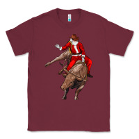 Burgundy santa riding a bull Classic Tee - CowGirlArtShop