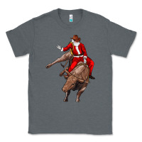 Charcoal Heather santa riding a bull Classic Tee - CowGirlArtShop