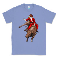 Colony Blue santa riding a bull Classic Tee - CowGirlArtShop