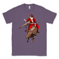 Lavender santa riding a bull Classic Tee - CowGirlArtShop
