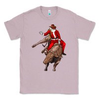 Lilac santa riding a bull Classic Tee - CowGirlArtShop