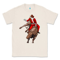 Natural santa riding a bull Classic Tee - CowGirlArtShop