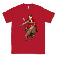 Red santa riding a bull Classic Tee - CowGirlArtShop