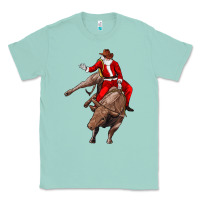 Seafoam santa riding a bull Classic Tee - CowGirlArtShop