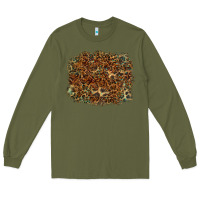 Army Green leopard leather turquoise background Long Sleeve Tee - RanaPortraitStore