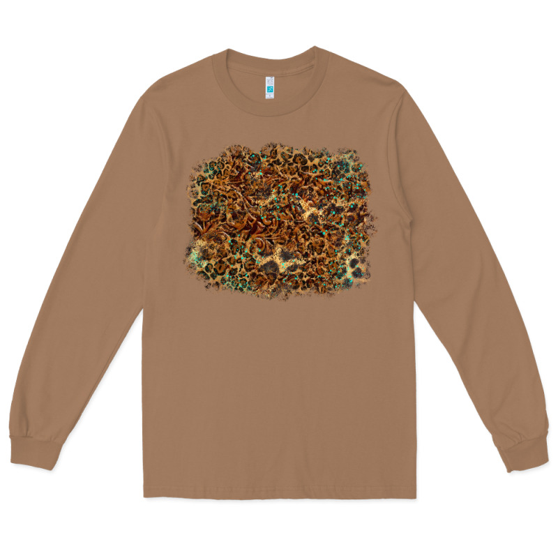 Leopard Leather Turquoise Background Long Sleeve Tee by RanaPortraitStore | Teevron