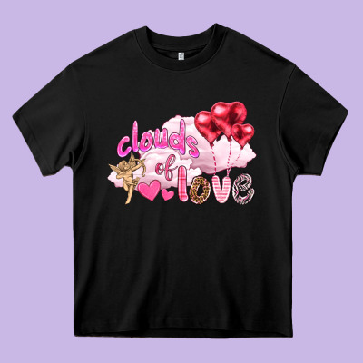 Clouds Of Love With Balloons Valentine's Day Heavy Core Tee Designed By Howdyjamesfarm
