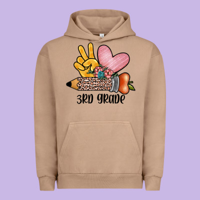 Peace Love 3rd Grade Urban Hoodie Designed By Jahusdesignshop