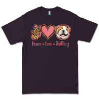 Plum Peace Love Bulldog Premium Tee - Jasminsmagicworld