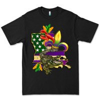 Black louisiana map american flag mardi gras Premium Tee - CowGirlArtShop