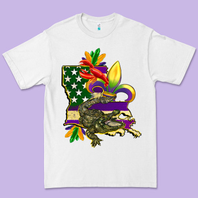 Louisiana Map American Flag Mardi Gras Premium Tee Designed By Cowgirlartshop