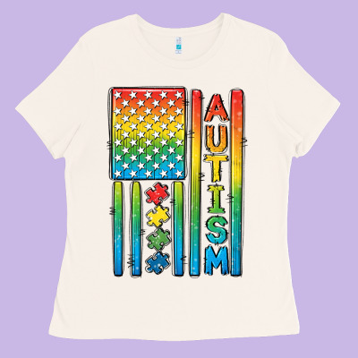 Autism American Flag Ladies Tee Designed By Cowgirlartshop