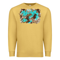 Antique Gold cowhide leopard turquoise background Premium Sweatshirt - AdoDesignShop