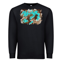 Black cowhide leopard turquoise background Premium Sweatshirt - AdoDesignShop