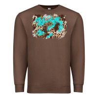 Chestnut cowhide leopard turquoise background Premium Sweatshirt - AdoDesignShop