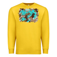 Lemon cowhide leopard turquoise background Premium Sweatshirt - AdoDesignShop