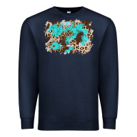 Navy cowhide leopard turquoise background Premium Sweatshirt - AdoDesignShop