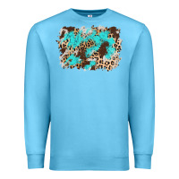 Ocean Blue cowhide leopard turquoise background Premium Sweatshirt - AdoDesignShop
