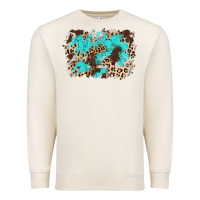 Sandshell cowhide leopard turquoise background Premium Sweatshirt - AdoDesignShop