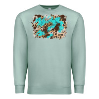 Seafoam cowhide leopard turquoise background Premium Sweatshirt - AdoDesignShop