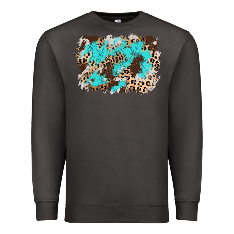 Cowhide Leopard Turquoise Background Premium Sweatshirt by AdoDesignShop | Teevron