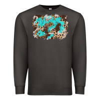 Smoke cowhide leopard turquoise background Premium Sweatshirt - AdoDesignShop