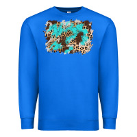 True Royal cowhide leopard turquoise background Premium Sweatshirt - AdoDesignShop