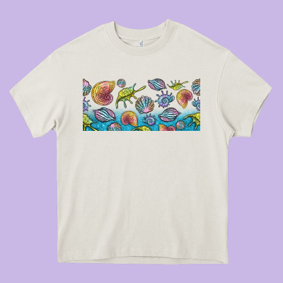 Sea Shells Heavy Core Tee Designed By Tumblerdesignbyshophia