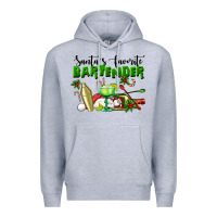 Heather Grey Santa's Favorite Bartender Premium Hoodie - LillyAllenDesigns