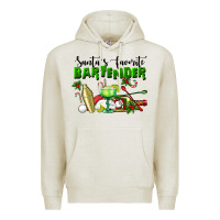 Oatmeal Heather Santa's Favorite Bartender Premium Hoodie - LillyAllenDesigns