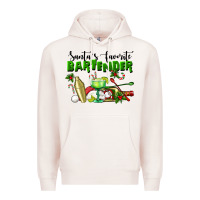 Pale Pink Santa's Favorite Bartender Premium Hoodie - LillyAllenDesigns