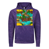 Cloud Purple Lake Boat Rudder And Sunflowers Seamless Pattern Vintage Hoodie - BundleAndBundleShop