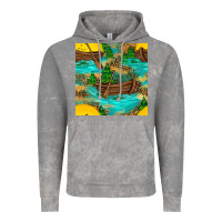 Cloud Rock Lake Boat Rudder And Sunflowers Seamless Pattern Vintage Hoodie - BundleAndBundleShop
