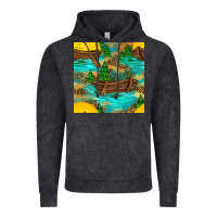 Vintage Black Lake Boat Rudder And Sunflowers Seamless Pattern Vintage Hoodie - BundleAndBundleShop