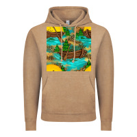 Vintage Coffee Lake Boat Rudder And Sunflowers Seamless Pattern Vintage Hoodie - BundleAndBundleShop