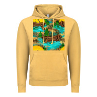 Vintage Mustard Lake Boat Rudder And Sunflowers Seamless Pattern Vintage Hoodie - BundleAndBundleShop