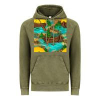 Vintage Olive Lake Boat Rudder And Sunflowers Seamless Pattern Vintage Hoodie - BundleAndBundleShop