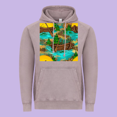 Lake Boat Rudder And Sunflowers Seamless Pattern Vintage Hoodie Designed By Bundleandbundleshop