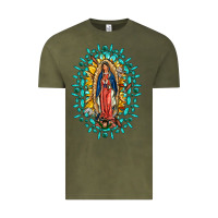 Vintage Olive Our Lady Of Guadalupe Gemstone Sunflowers Vintage Tee - FaDigitalArtStudio