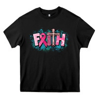 Black Cancer Faith Cross Heavy Core Tee - HowdyJamesFarm