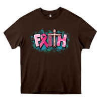 Chocolate Brown Cancer Faith Cross Heavy Core Tee - HowdyJamesFarm