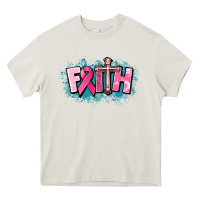 Cream Cancer Faith Cross Heavy Core Tee - HowdyJamesFarm