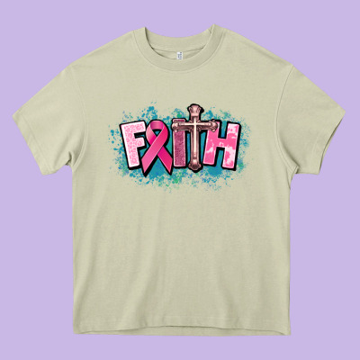 Cancer Faith Cross Heavy Core Tee Designed By Howdyjamesfarm